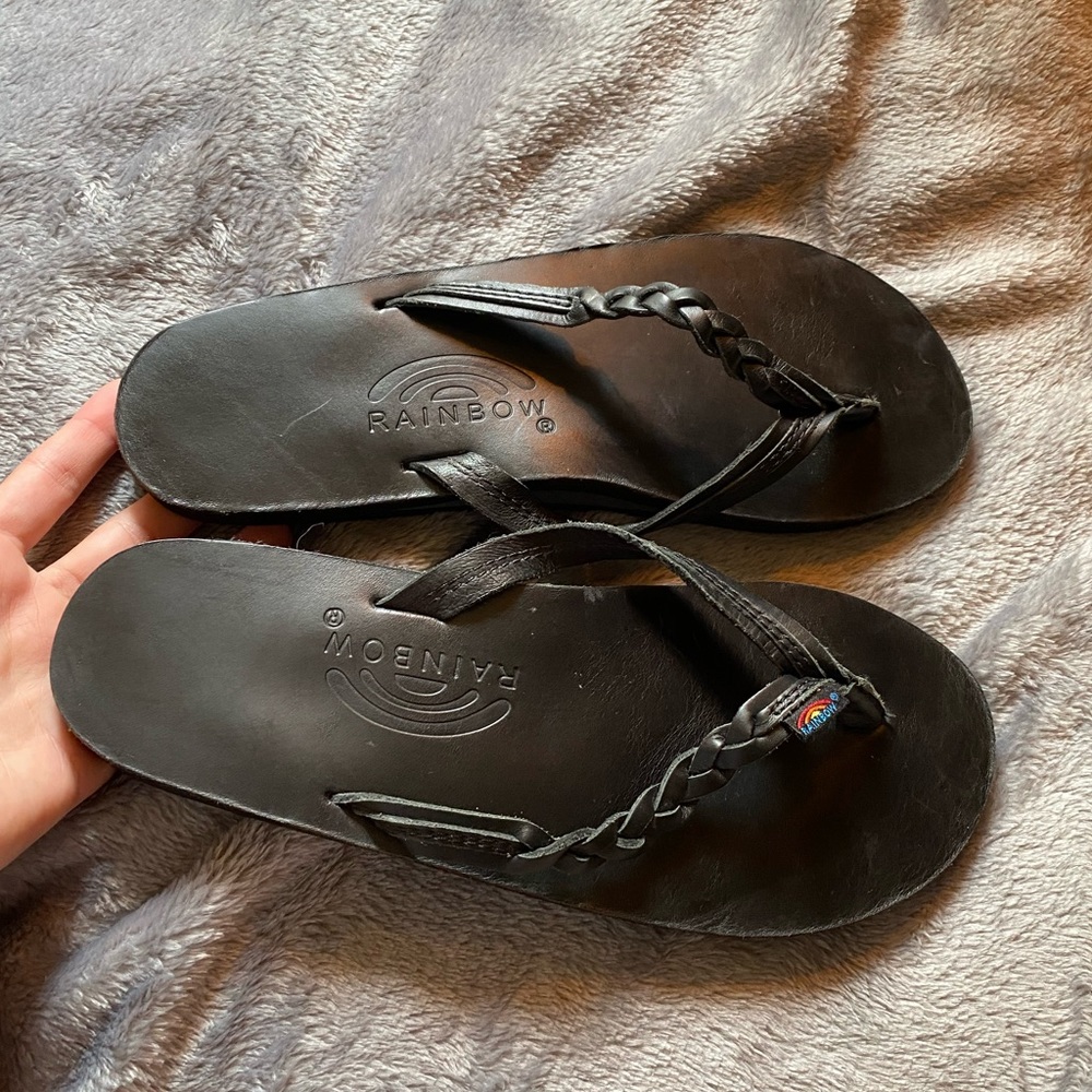 Rainbow flip flops